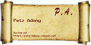 Petz Adony névjegykártya